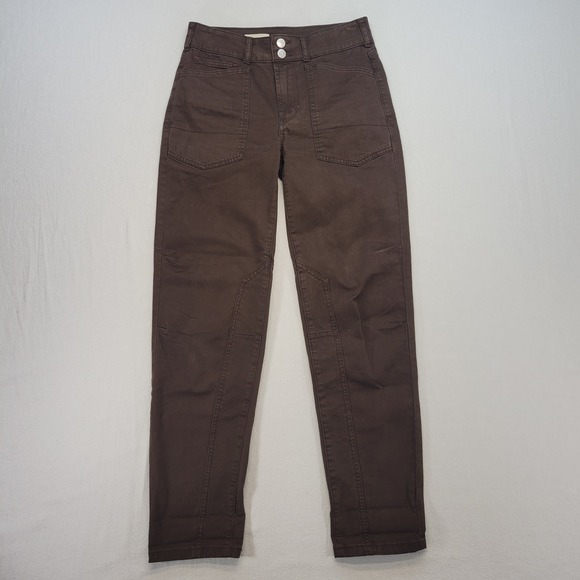 Pilcro and the Letterpress Pants - Pilcro The Wanderer Utility Pants Women 24 Brown Tapered High Rise